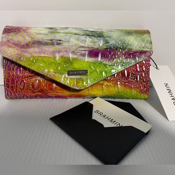 BRAHMIN VERONICA Genuine CrocEmbossed Leather Trifold Envelope Wallet - Picture 1 of 15